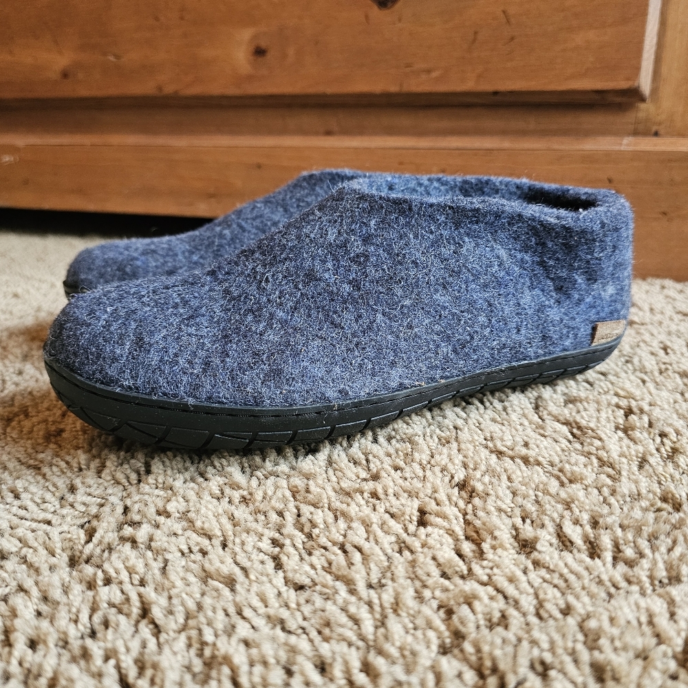 Glerups Wool Slippers Slip Ons Denim Sz 40